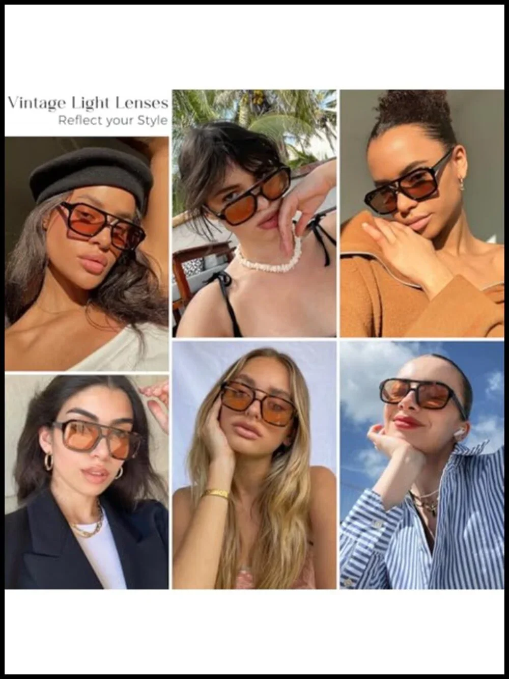 Retro Narrow Frame Square Aviator Sunglasses UV400 Double Bridge